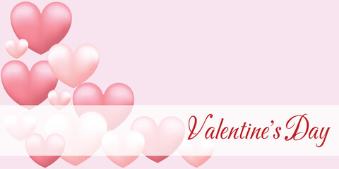 Postcard banner, pink valentine's day. Vector illustration.