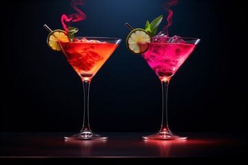 Two cocktail or mocktail glasses on a table