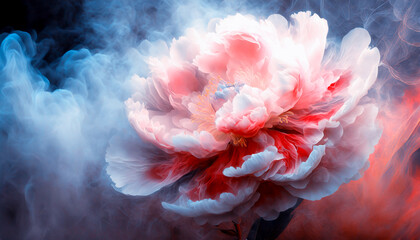 Obrazy na Plexi  Czerwony kwiat, biały dym