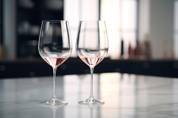 Two wine glasses on a table