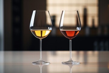Two wine glasses on a table