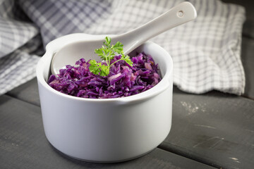 Purple cabbage salad.