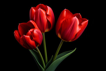 photography of some red tulip flowers on a background, in the style of playful compositions created with Generative Ai