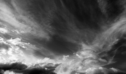 Black and white sky with clouds in wind day