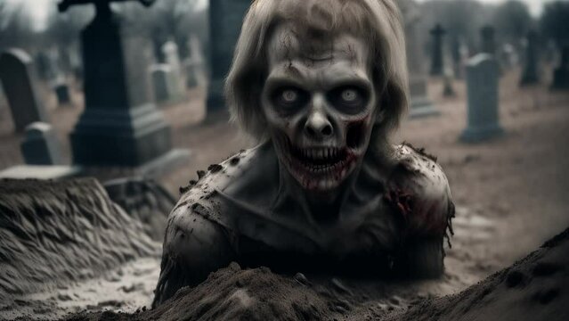 Closeup of Zombie in a Graveyard
