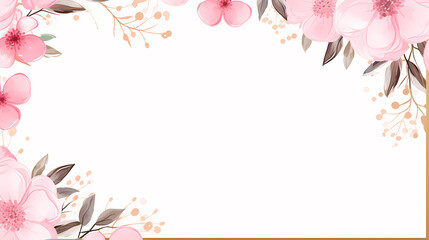 Naklejka premium Floral frame with watercolor flowers, decorative flower background pattern, watercolor floral border background