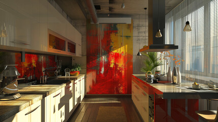 Kitchen in artistic style Tasche, ai generative