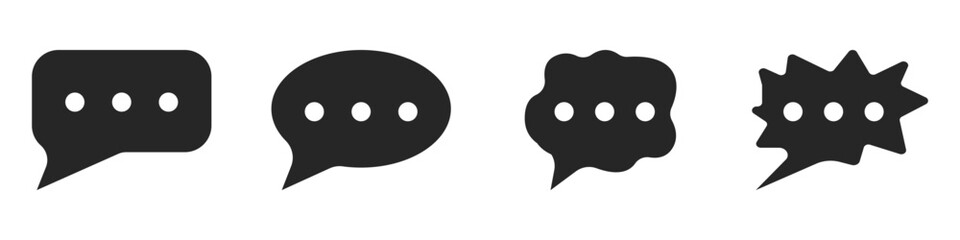 Speech bubbles vector set of black icons. Communication vector icon. Chat black symbol. Dialogue cloud vector icon. Vector illustration.