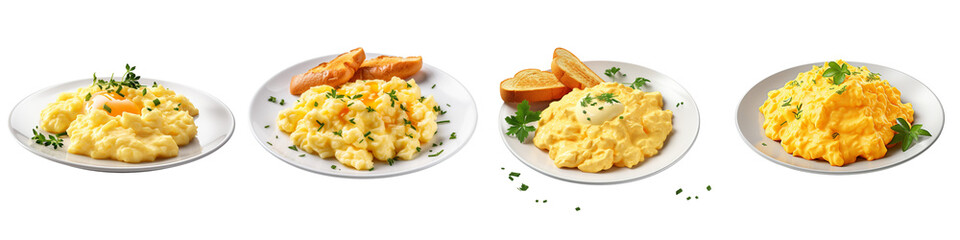 Plate of Scrambled Eggs Hyperrealistic Highly Detailed Isolated On Transparent Background Png File