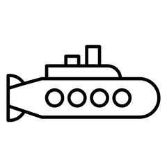 Submarine icon or logo illustration outline black style