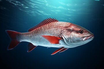 Fototapeta premium red and silver freshwater fish in the ocean, seafood