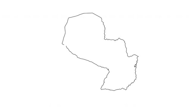 Paraguay map sketch icon animation