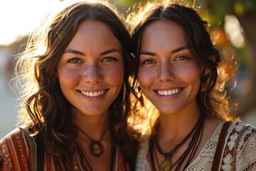 picture of twins people close up portrait - obrazy, fototapety, plakaty