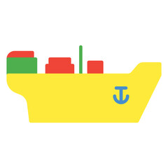 Ship icon or logo illustration flat color style