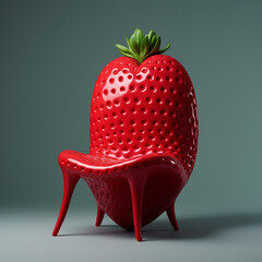 a chair shaped as strawberry minimalistic created with Generative Ai