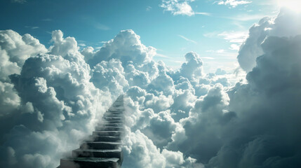Illustration of a long ladder leading upward to heaven