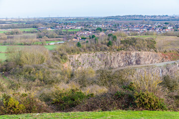 A view from Croft Hill towards Huncote New HIll reserve in Leicestershire, UK on a bright sunny day © Nicola