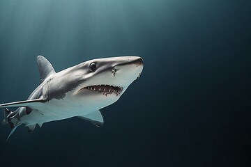 A killer shark underwater clicked while scuba diving - obrazy, fototapety, plakaty
