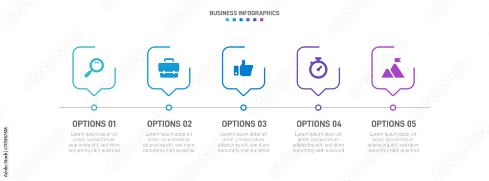 Poster timeline infographic with infochart. modern presentation template with 5 spets for business process.