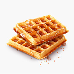 tasty dutch waffles isolated on transparent background created with Generative Ai