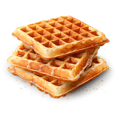 tasty dutch waffles isolated on transparent background created with Generative Ai