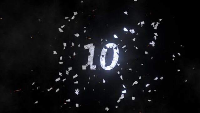 10 to 1 Countdown Shattered Particle Text Animation