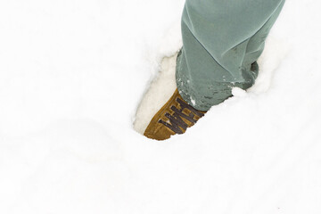foot in a snowdrift