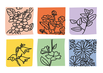 Abstract plants elements. Canva elements