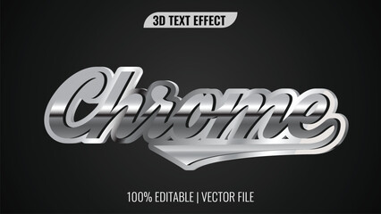 Silver chrome metallic 3d Text Effects. Editable vector eps text effect style.