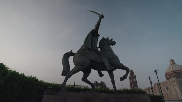 San Miguel de Allende, Mexico - Plaza de la Soledad with Man on Horse Statue and Fountain