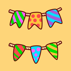 Vector cute Party Garlands illustration cartoon doodle flat colorful line art vector design isolated object icon