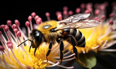 Majestic Bumblebee Poised Gracefully, Exquisite Detail Revealing the Beauty of Nature and Insect Life