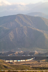 View of train going in to mountain Nevada USA