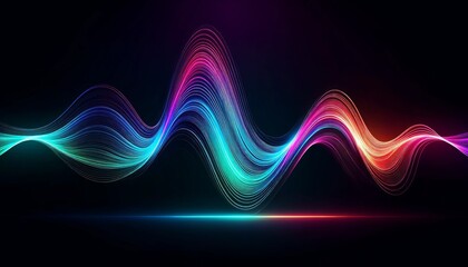 Elongated Neon Sound Wave - Diverse Audio Spectrum Abstract Background