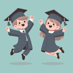 Graduating students jumping with joy