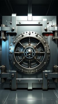 Closed steel bank vault door