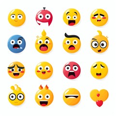 Mixed Emoji Set Vector on a white background