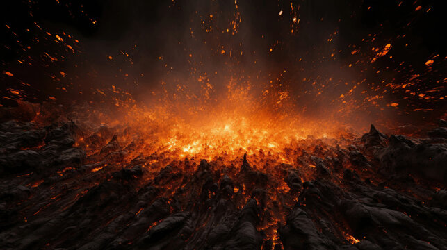 A Majestic Fire Amidst Rock Formation