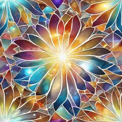 Fototapeta premium Luminous stained glass floral star
