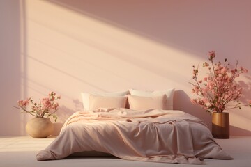 A hotel room with daylight or sunlight coming in from the window in the morning