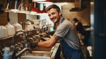 plumber working in a restaurant generative ai