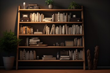 Fototapeta premium A beautiful and huge bookshelf for home decor and interior design for a contemporary look