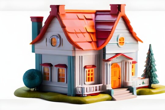 toy house on white background HD transparent background PNG Stock Photographic Image Generative Ai