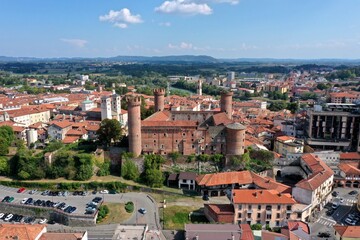 Fototapeta na wymiar Aerial view of Ivrea city, Turin, Piedmont, Italy