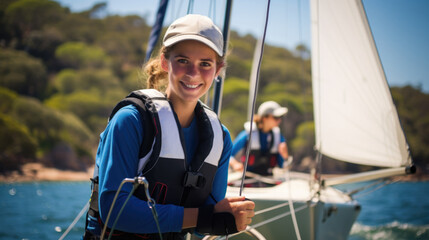 young sailor on his first sailing generative ai