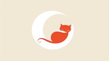 A minimalist cat logo depicting a playful kitten with an arched back.