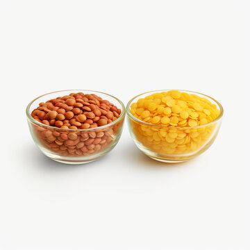 fresh yellow and red lentil seeds isolated on transparent background created with Generative Ai