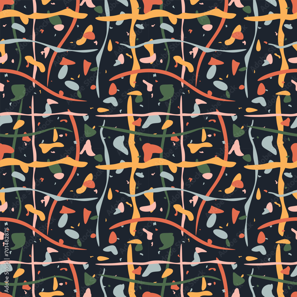Aufkleber seamless pattern with colorful paint blots. artistic repeating background with abstract elements in 