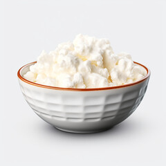 bowl of cottage cheese isolated on transparent background created with Generative Ai