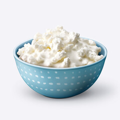 bowl of cottage cheese isolated on transparent background created with Generative Ai - obrazy, fototapety, plakaty